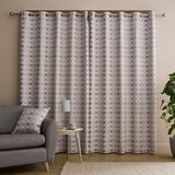 Catherine Lansfield Wilson Check Blackout Eyelet Curtains - Natural Thermal - Wilson Check Curtains Natural