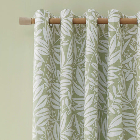 Catherine Lansfield Sorrel Leaf Eyelet Curtains - Green Polycotton