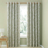 Catherine Lansfield Sorrel Leaf Eyelet Curtains - Green Polycotton - Sorrel Leaf Green Curtains