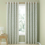 Catherine Lansfield Sorrel Leaf Eyelet Curtains - Green Polycotton - Sorrel Leaf Green Curtains