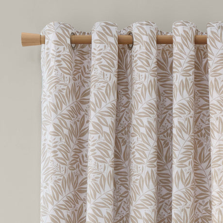 Catherine Lansfield Sorrel Leaf Eyelet Curtains - Natural Polycotton - Sorrel Leaf Natural Curtains