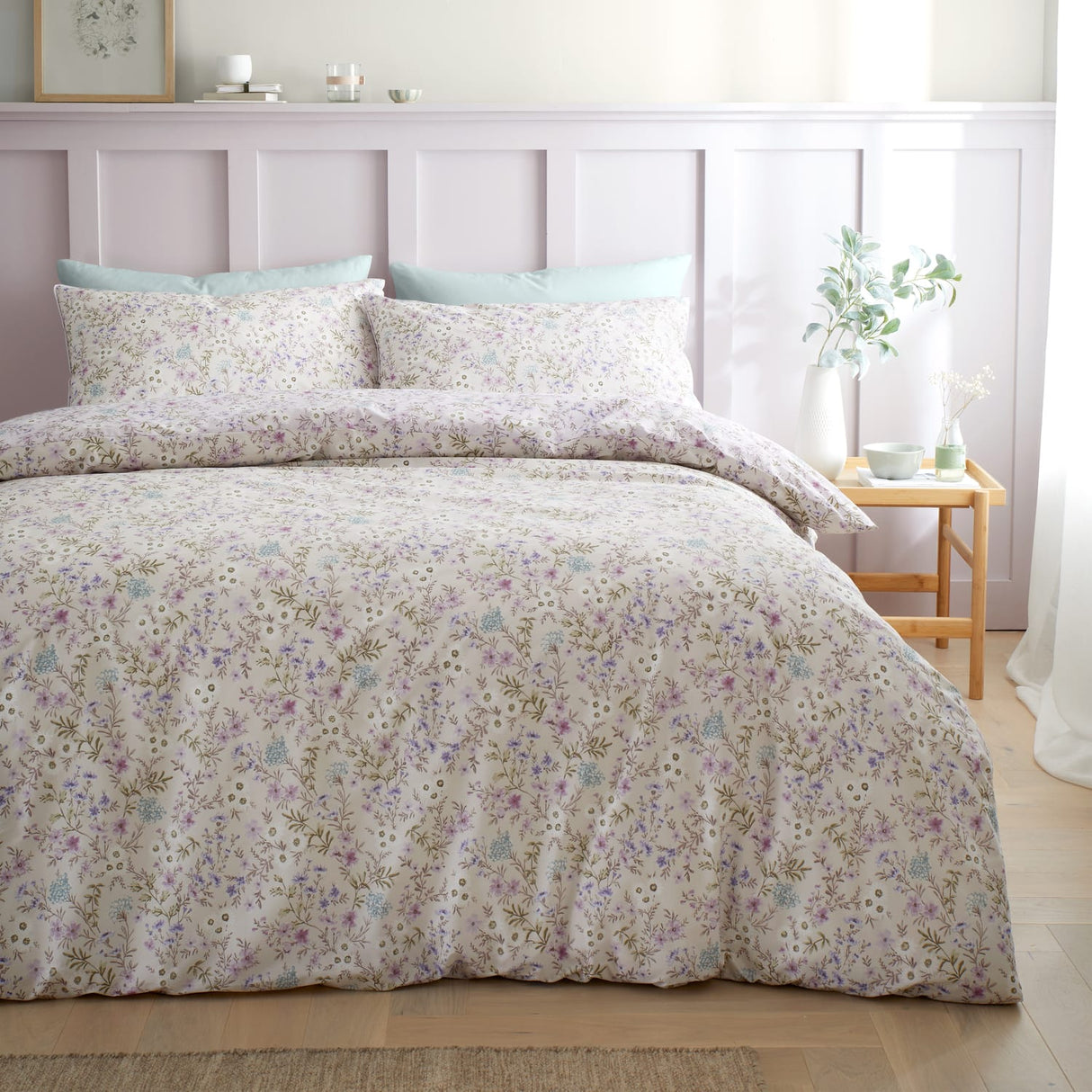 Bianca Ditsy Floral 200 Thread Count Cotton Reversible Duvet Cover Set - Lilac - Ditsy Floral