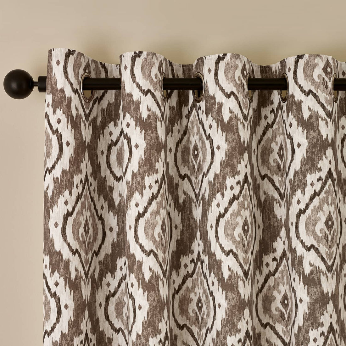 Pineapple Elephant Suri Geo Lined Natural Eyelet Curtains