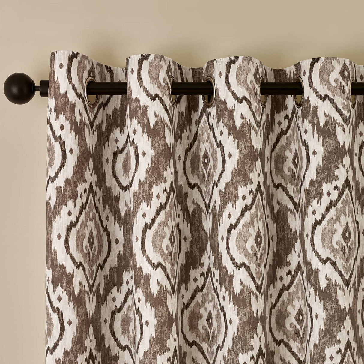 Pineapple Elephant Suri Geo Lined Eyelet Curtains - Natural Polycotton