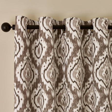 Pineapple Elephant Suri Geo Lined Eyelet Curtains - Natural Polycotton