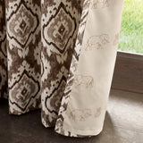 Pineapple Elephant Suri Geo Lined Eyelet Curtains - Natural Polycotton - Suri Curtains Natural