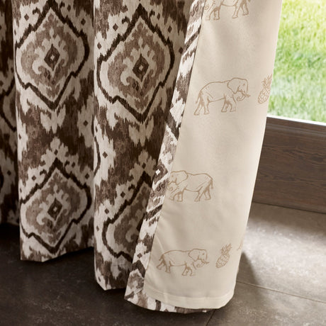Pineapple Elephant Suri Geo Lined Eyelet Curtains - Natural Polycotton - Suri Curtains Natural