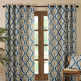 Pineapple Elephant Suri Geo Lined Eyelet Curtains - Teal Green Polycotton - Suri Curtains Teal