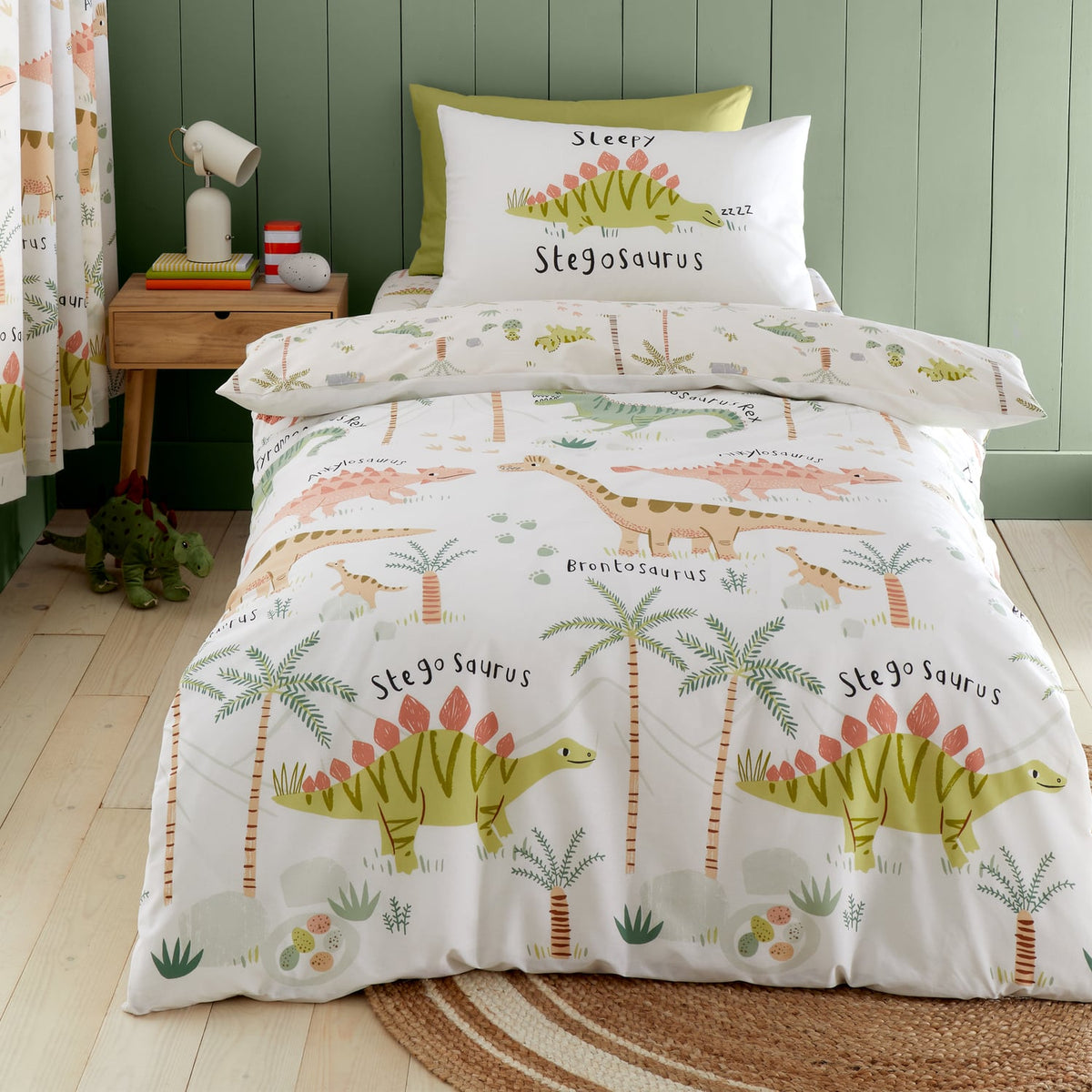 Catherine Lansfield Sleepy Dino Dinosaur Kids Duvet Cover Set