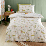 Catherine Lansfield Sleepy Dino Dinosaur Kids Duvet Cover Set - Sleepy Dino Duvet Set Green