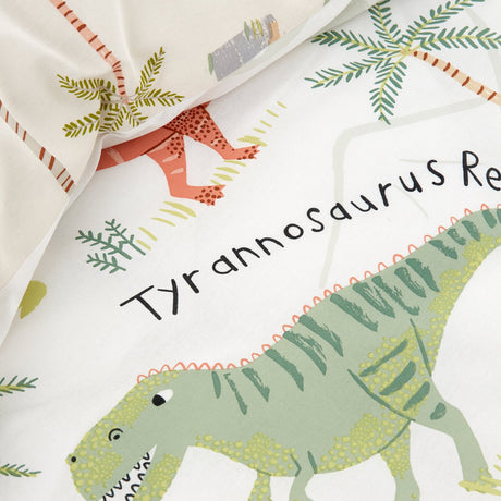 Catherine Lansfield Sleepy Dino Dinosaur Kids Duvet Cover Set - Sleepy Dino Duvet Set Green