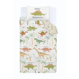 Catherine Lansfield Sleepy Dino Dinosaur Kids Duvet Cover Set - Sleepy Dino Duvet Set Green