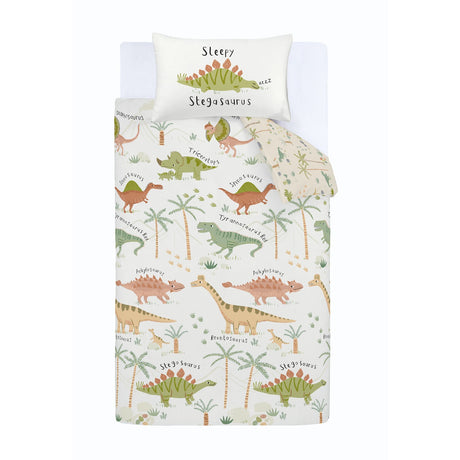 Catherine Lansfield Sleepy Dino Dinosaur Kids Duvet Cover Set - Sleepy Dino Duvet Set Green