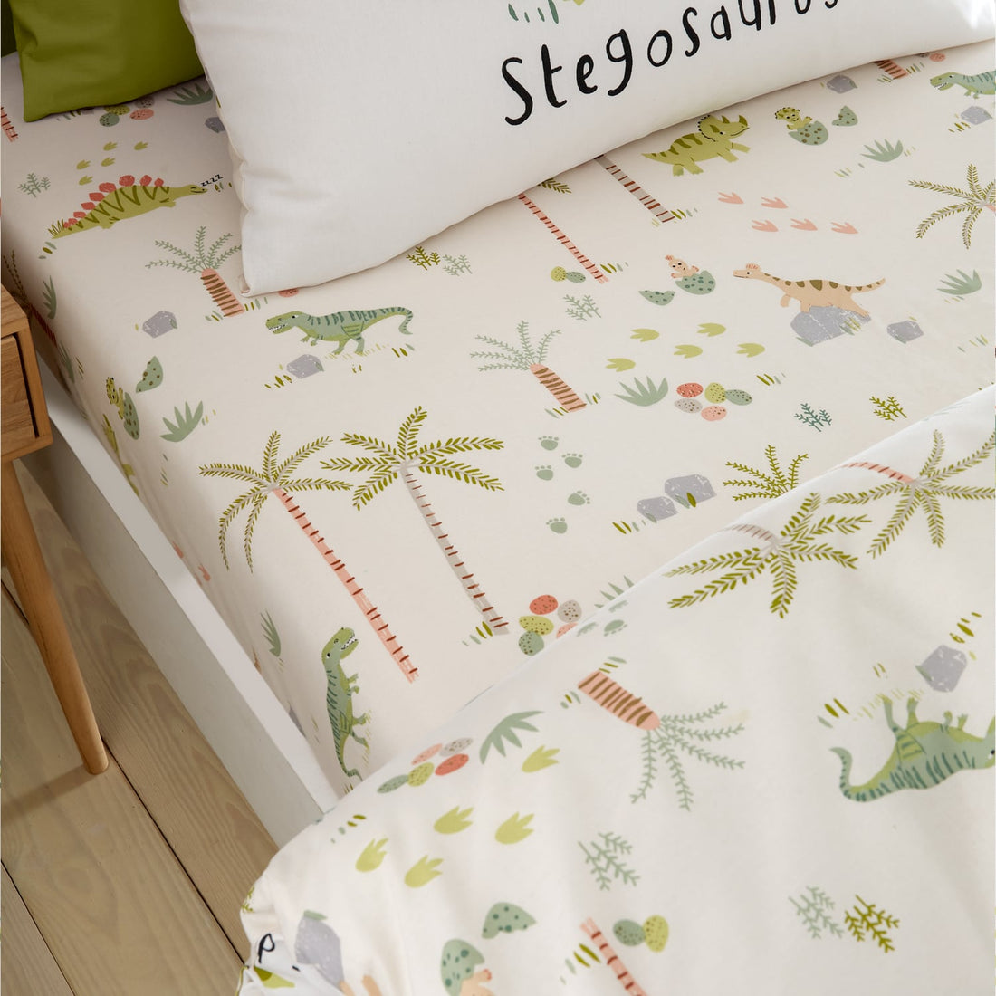 Catherine Lansfield Sleepy Dino Kids Bedding 25cm Deep Fitted Sheet