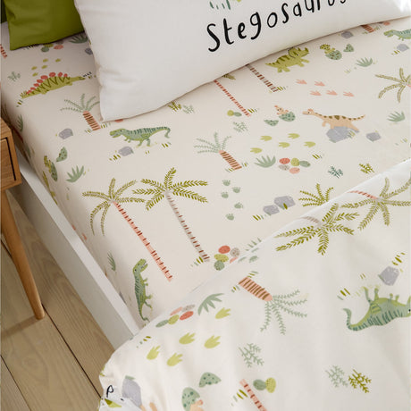 Catherine Lansfield Sleepy Dino Kids Bedding 25cm Deep Fitted Sheet