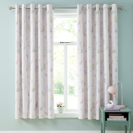 Catherine Lansfield Bunny Tails Ditsy Flower Kids Eyelet Curtains Polycotton - Bunny Tails Curtains