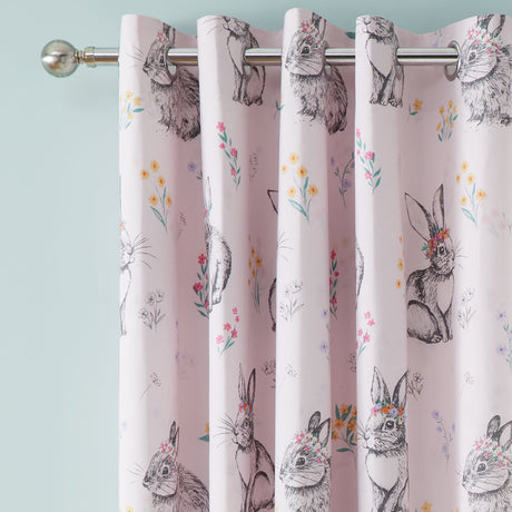 Catherine Lansfield Bunny Tails Ditsy Flower Kids Eyelet Curtains Polycotton - Bunny Tails Curtains