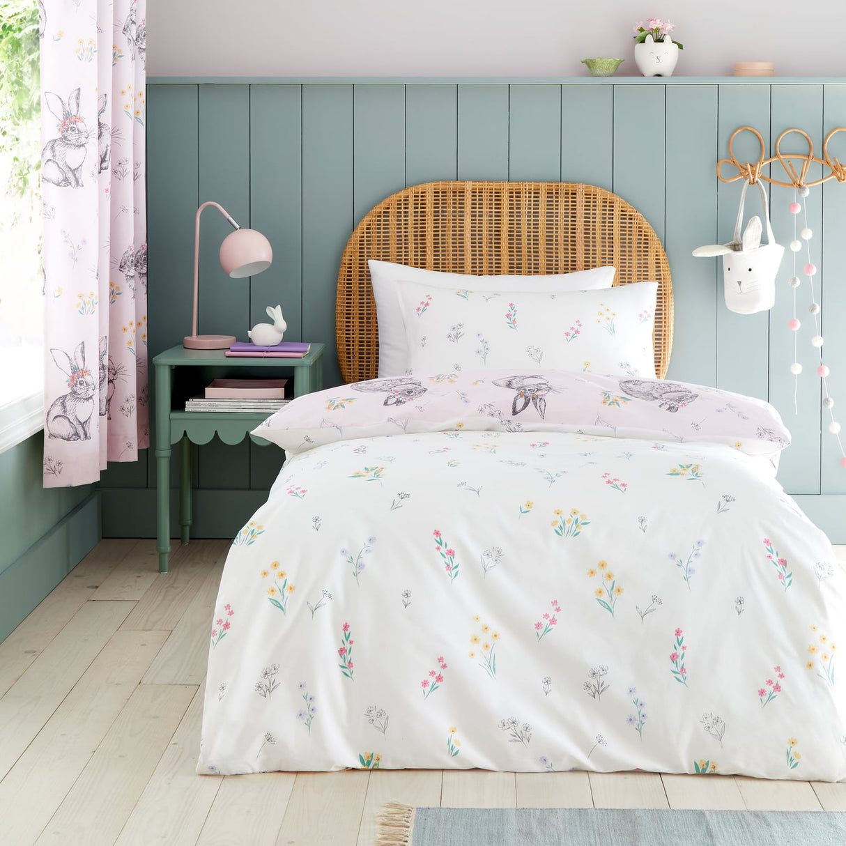 Catherine Lansfield Bunny Tails Ditsy Flowers Duvet Cover Set - Bunny Tails Duvet Set