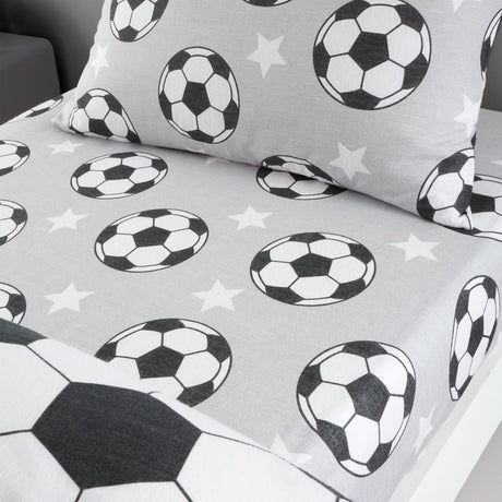 Catherine Lansfield Brushed Football Stars 25cm Deep Fitted Sheet