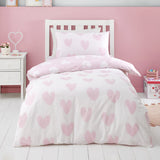 Catherine Lansfield Brushed Hearts Duvet Cover Set - Brushed Hearts Duvet Set Pink