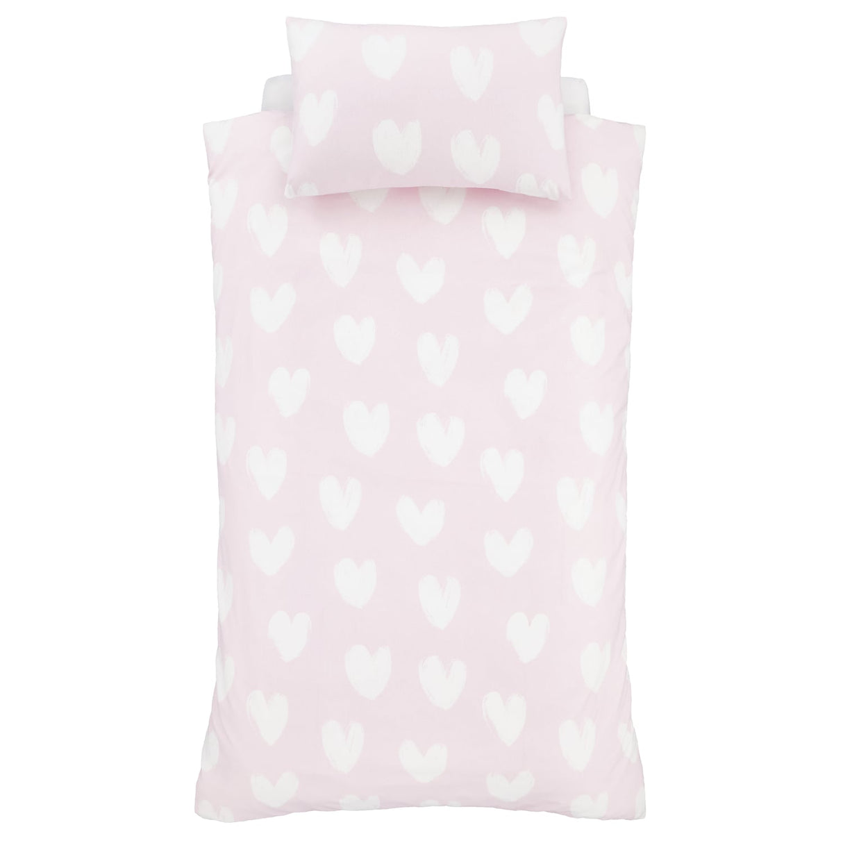 Catherine Lansfield Brushed Hearts Duvet Cover Set - Brushed Hearts Duvet Set Pink