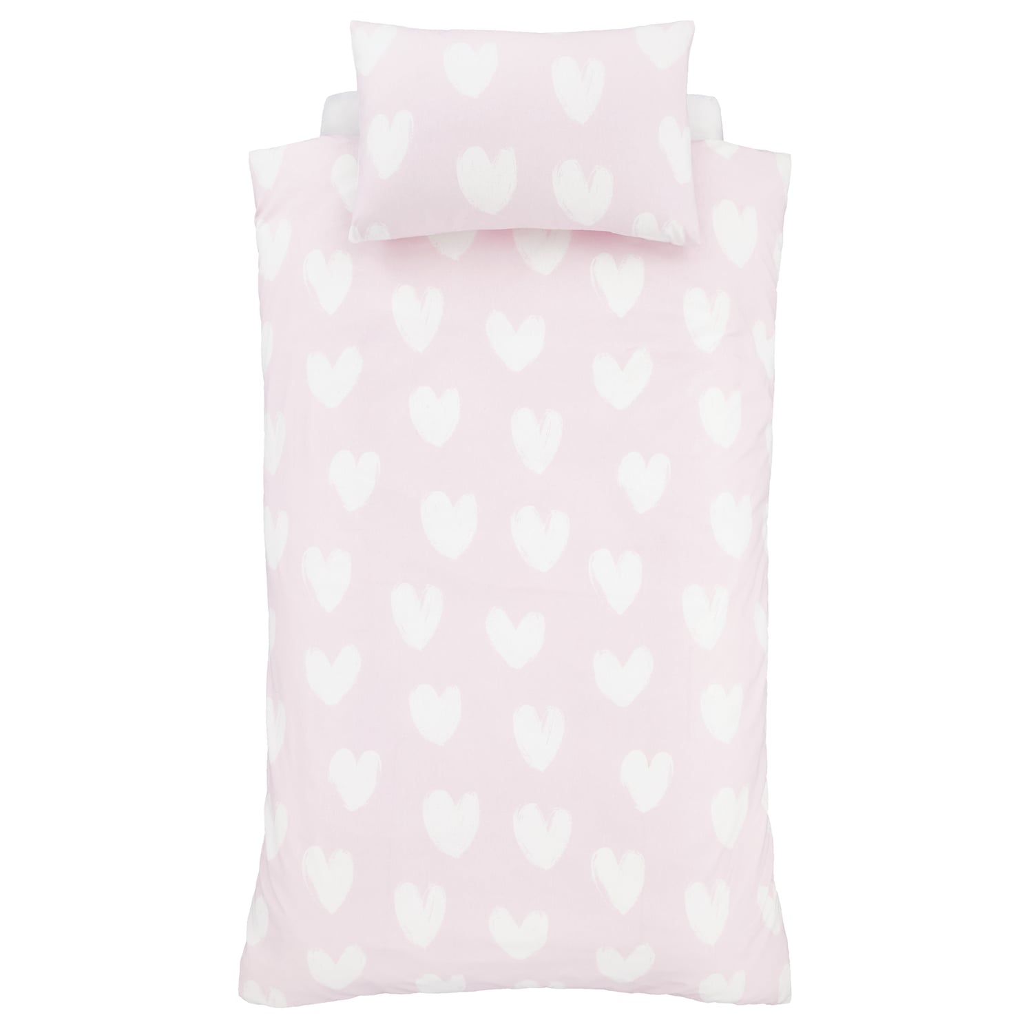 Catherine Lansfield Brushed Hearts Duvet Cover Set - Brushed Hearts Duvet Set Pink
