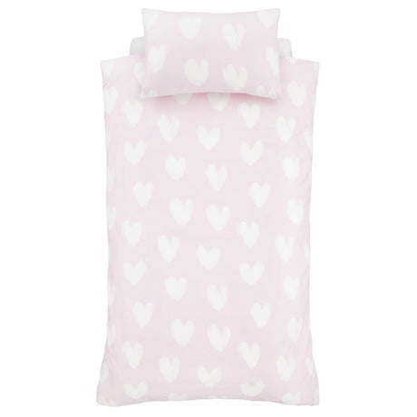 Catherine Lansfield Brushed Hearts Duvet Cover Set - Brushed Hearts Duvet Set Pink