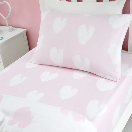 Catherine Lansfield Brushed Hearts 25cm Deep Fitted Sheet