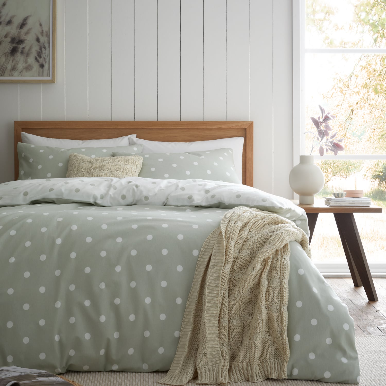 Catherine Lansfield Brushed Polka Dot Duvet Cover Set
