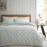 Catherine Lansfield Brushed Polka Dot Duvet Cover Set - Brushed Polka Dot Duvet Set Green