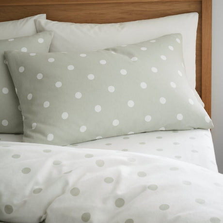 Catherine Lansfield Brushed Polka Dot Duvet Cover Set - Brushed Polka Dot Duvet Set Green