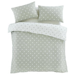 Catherine Lansfield Brushed Polka Dot Duvet Cover Set - Brushed Polka Dot Duvet Set Green