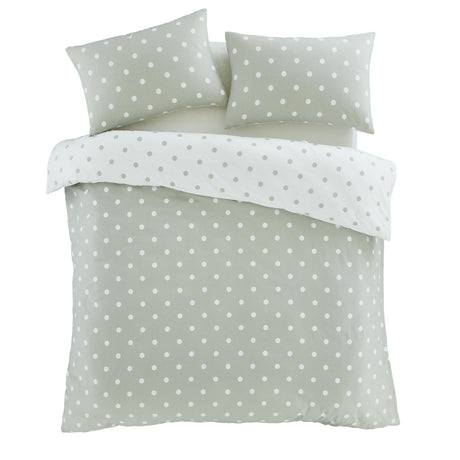 Catherine Lansfield Brushed Polka Dot Duvet Cover Set - Brushed Polka Dot Duvet Set Green