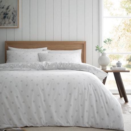 Catherine Lansfield Brushed Polka Dot Duvet Cover Set - Brushed Polka Dot Duvet Set Grey