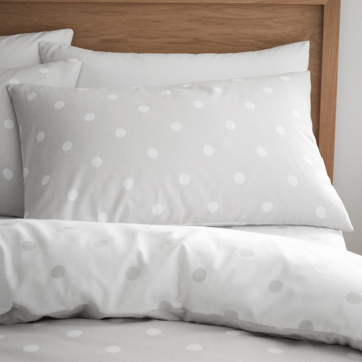 Catherine Lansfield Brushed Polka Dot Duvet Cover Set - Brushed Polka Dot Duvet Set Grey
