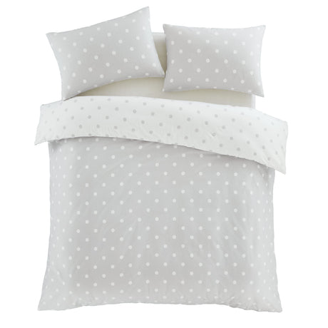 Catherine Lansfield Brushed Polka Dot Duvet Cover Set - Brushed Polka Dot Duvet Set Grey