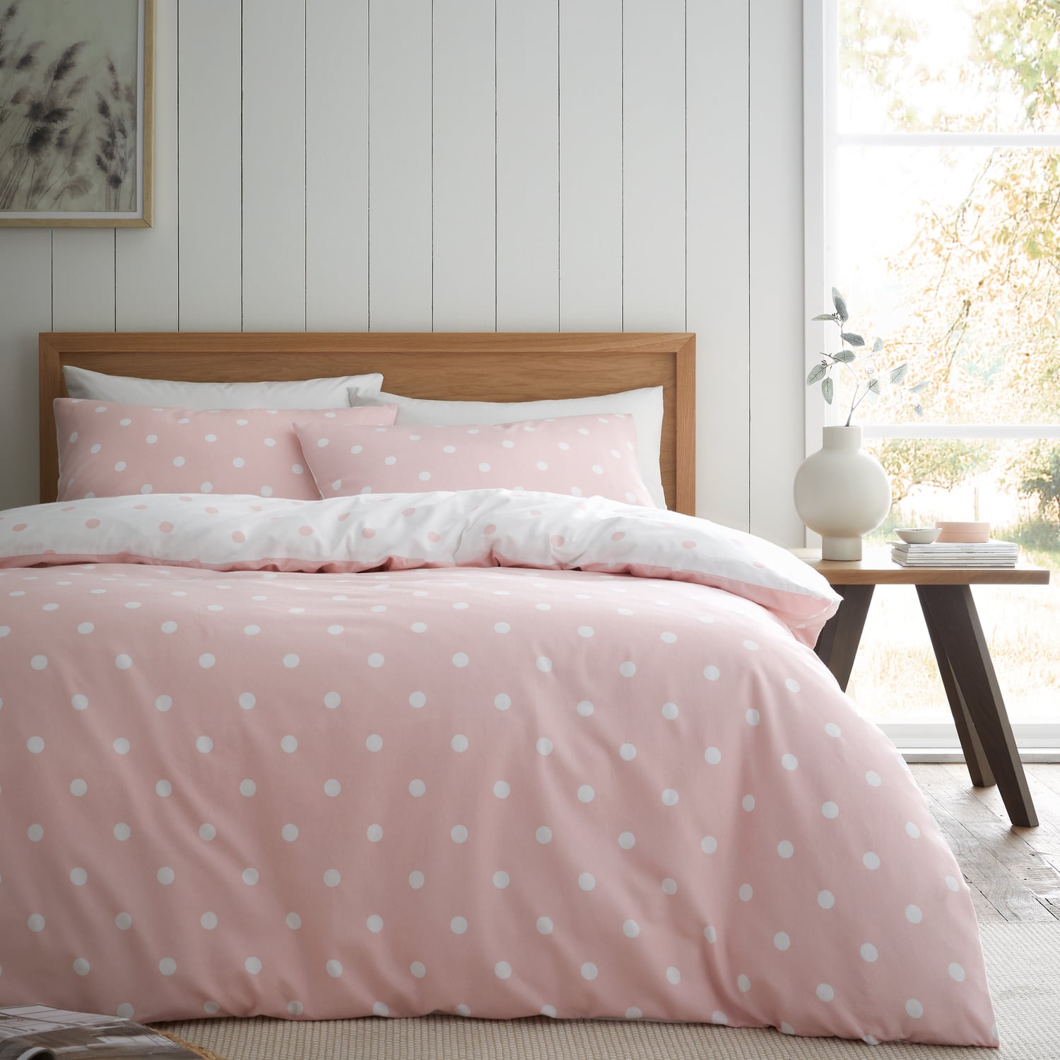 Catherine Lansfield Brushed Polka Dot Duvet Cover Set
