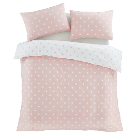 Catherine Lansfield Brushed Polka Dot Duvet Cover Set - Brushed Polka Dot Duvet Set Pink