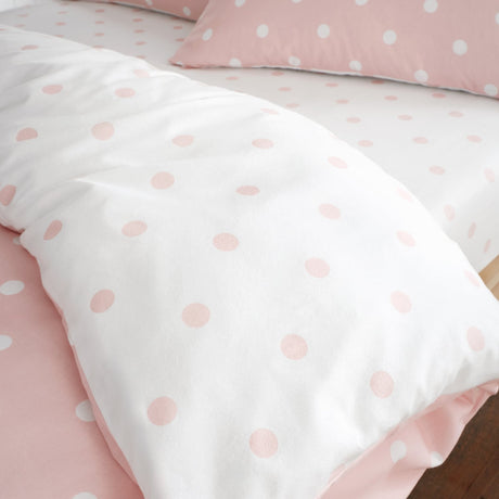 Catherine Lansfield Brushed Polka Dot 30cm Deep Fitted Sheet - Brushed Polka Dot Fitted Sheet Pink