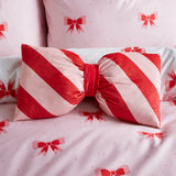 Sassy B Candy Stripe Bow 3D Filled Cushion - Dotty Bows Cushion Pink