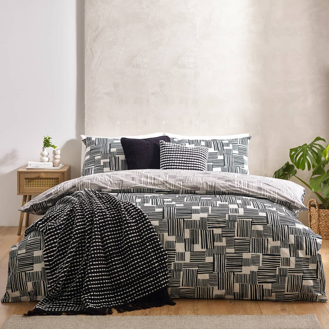 Catherine Lansfield Blocks Reversible Duvet Cover Set
