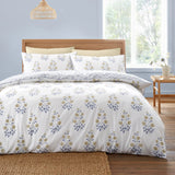 Bianca Eloise Floral 230 Thread Count Cotton Satin Stripe Duvet Cover Set White 2