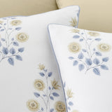 Bianca Eloise Floral 230 Thread Count Cotton Satin Stripe Duvet Cover Set White 5