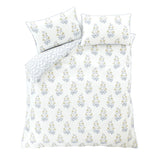 Bianca Eloise Floral 230 Thread Count Cotton Satin Stripe Duvet Cover Set White 7