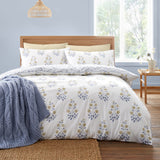 Bianca Eloise Floral 230 Thread Count Cotton Satin Stripe Duvet Cover Set White