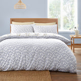 Bianca Eloise Floral 230 Thread Count Cotton Satin Stripe Duvet Cover Set White - Eloise Floral Duvet Set