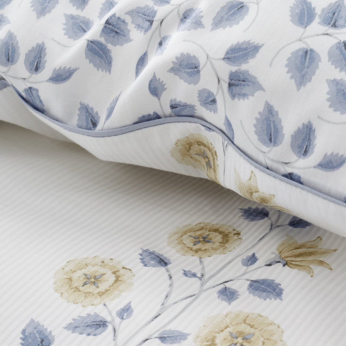 Bianca Eloise Floral 230 Thread Count Cotton Satin Stripe Duvet Cover Set White - Eloise Floral Duvet Set