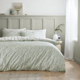 Bianca Scallop Floral 200 Thread Count Cotton Reversible Duvet Cover Set - Green - Scallop Floral Duvet Set