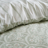 Bianca Scallop Floral 200 Thread Count Cotton Reversible Duvet Cover Set - Green - Scallop Floral Duvet Set