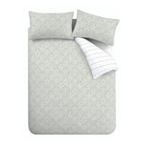 Bianca Scallop Floral 200 Thread Count Cotton Reversible Duvet Cover Set - Green - Scallop Floral Duvet Set